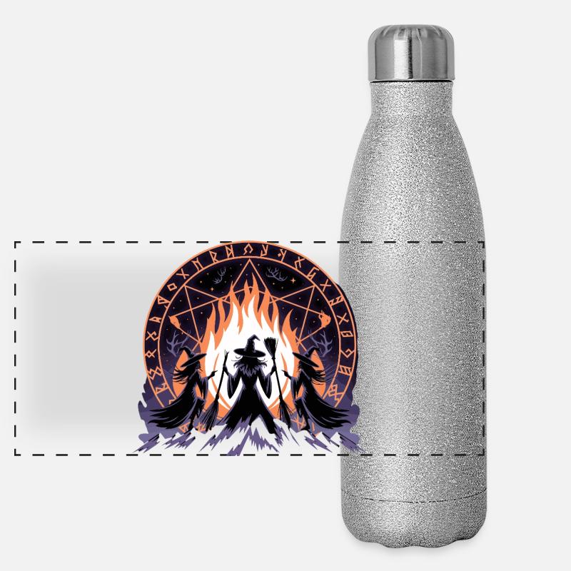  Drei Hexen Beim Ritual Am Feuer Vor Magischem Panorama Glitzer Isolierflasche 500 ml