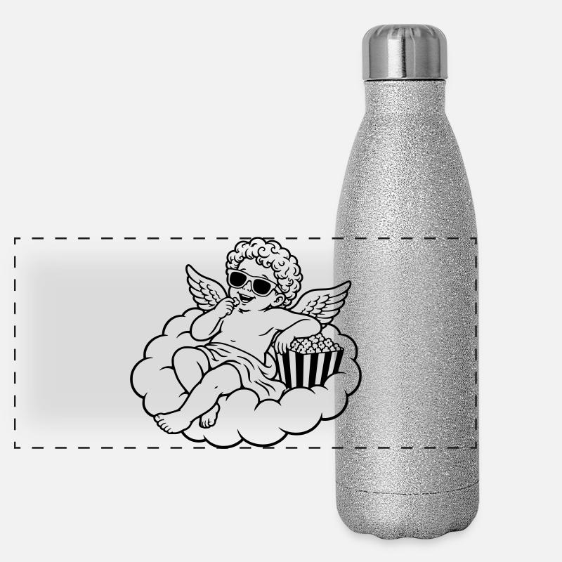 Un chérubin frissonne avec du pop-corn sur un nuage Gourde isotherme panoramique pailletée 500 ml