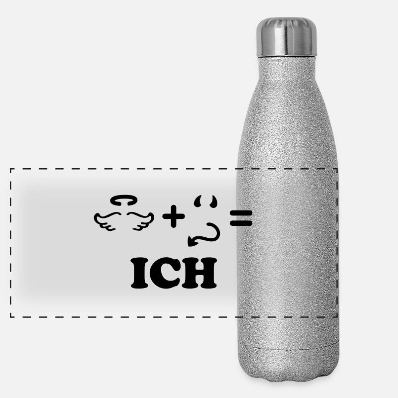 Engel + Teufel = ich - einfarbig Panorama Glitzer Isolierflasche 500 ml