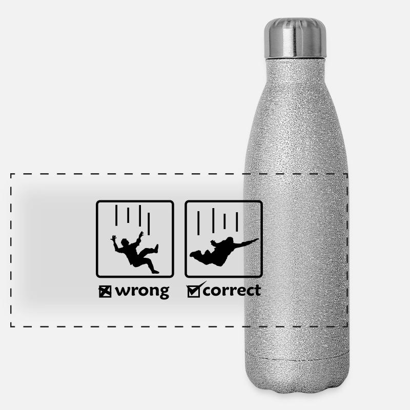 SKY DIVING - richtig / falsch Panorama Glitzer Isolierflasche 500 ml