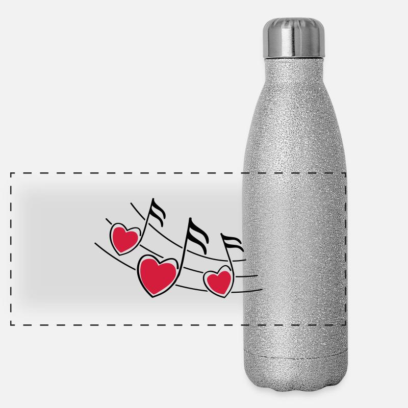 music hearts notes Panorama Glitzer Isolierflasche 500 ml