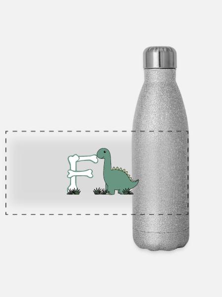 Buchstabe F - Panorama Glitzer Isolierflasche 500 ml - Silber Glitzer - Vorne