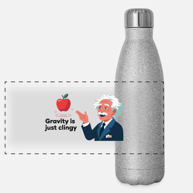 Lustiges Physik-Design – Gravity is just clingy Panorama Glitzer Isolierflasche 500 ml