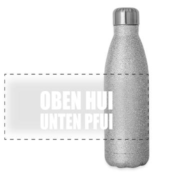 oben hui, unten pfui - Panorama Glitzer Isolierflasche 500 ml - Silber Glitzer - Vorne