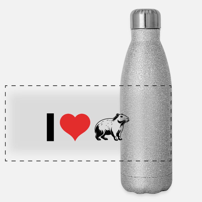 I love Capybara - Pet Design Panorama Glitzer Isolierflasche 500 ml