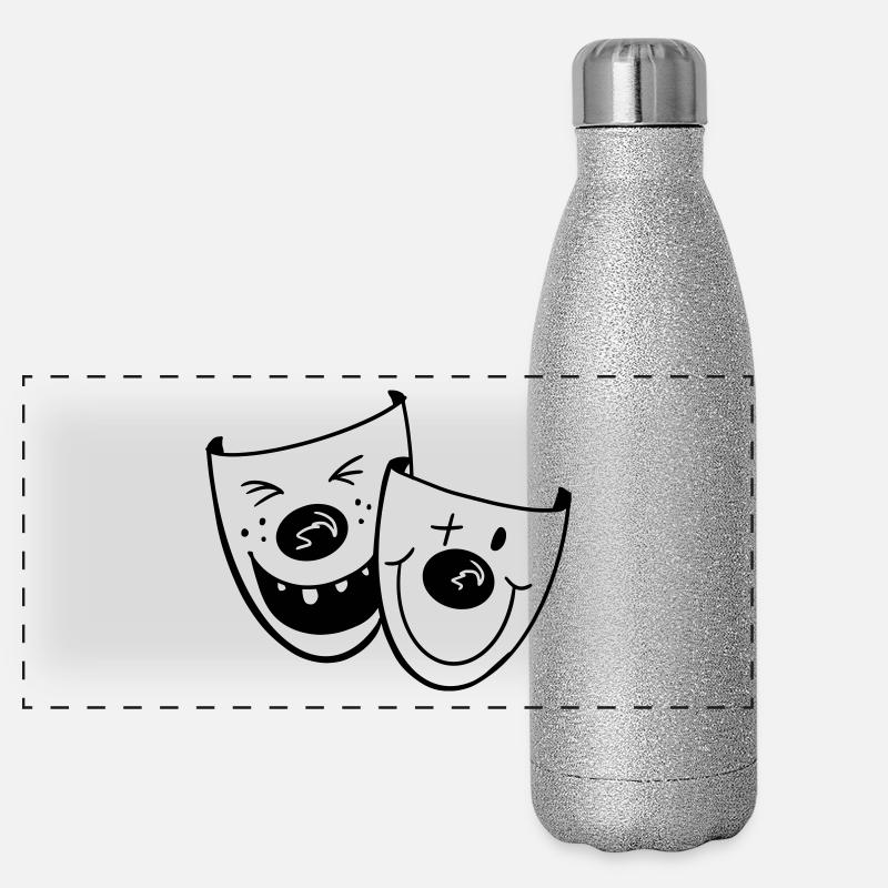 Deux masques de clown drôles - Carnaval - Cadeaux Gourde isotherme panoramique pailletée 500 ml