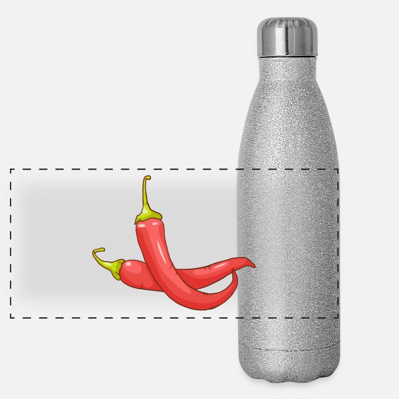 Red chilli pepper hot pepper vegetables Panoramic Glitter Thermal Bottle 500 ml