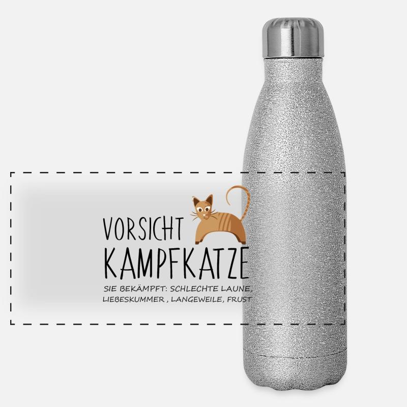 Attention chat de combat minou cadeau idée Gourde isotherme panoramique pailletée 500 ml