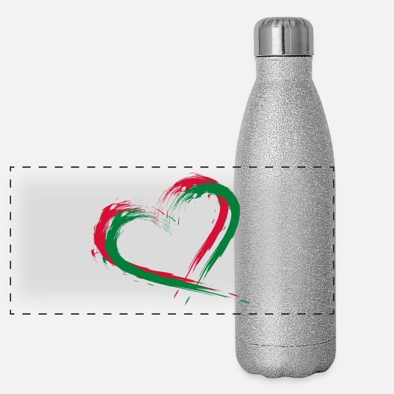 Drapeau de brosse de coeur des Maldives Gourde isotherme panoramique pailletée 500 ml