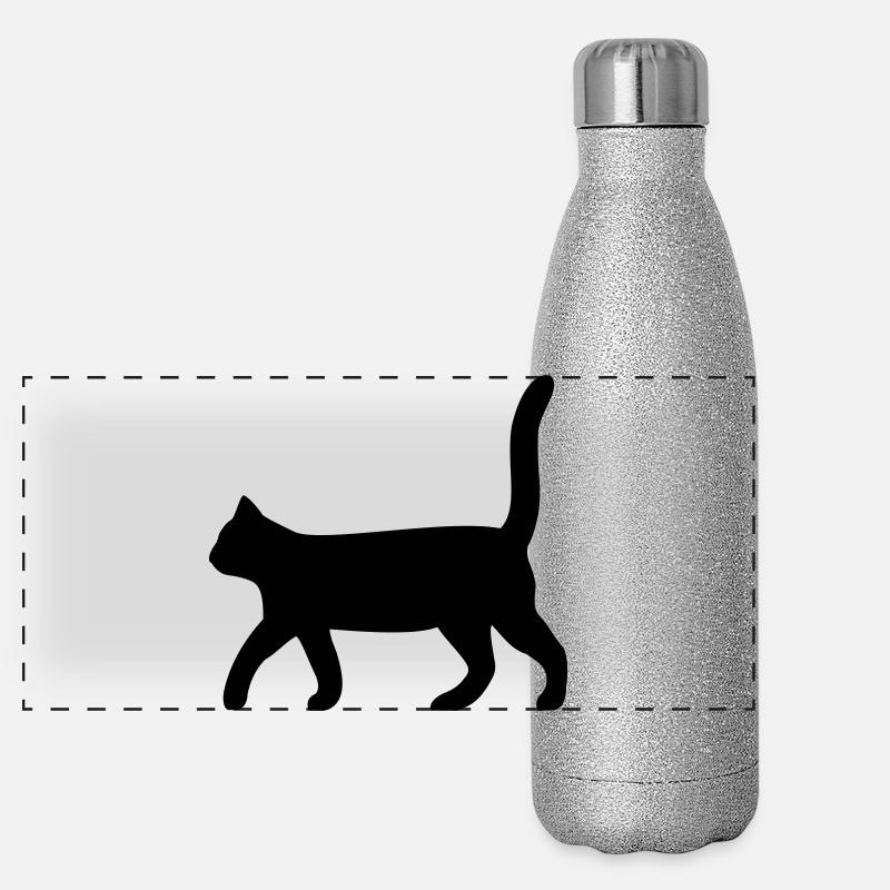 schwarze Katze Panorama Glitzer Isolierflasche 500 ml