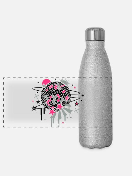 la boule disco - Gourde isotherme panoramique pailletée 500 ml - paillettes argentées - Devant