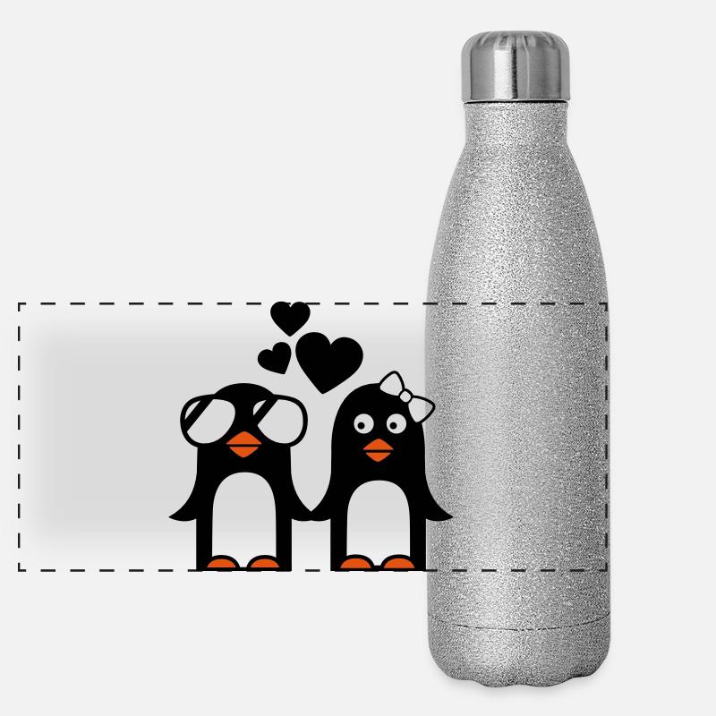 valentinstag pinguine Panorama Glitzer Isolierflasche 500 ml