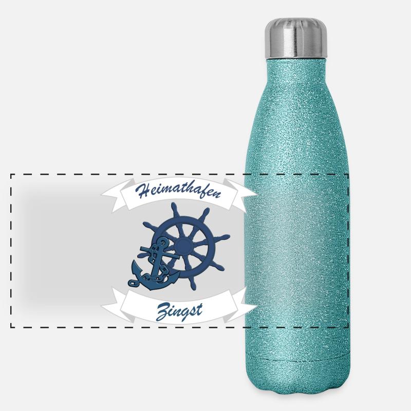 Heimathafen Zingst - Ostsee Darss Geschenk Panorama Glitzer Isolierflasche 500 ml
