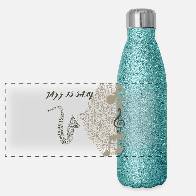 Conception de saxophone musical en notes Gourde isotherme panoramique pailletée 500 ml