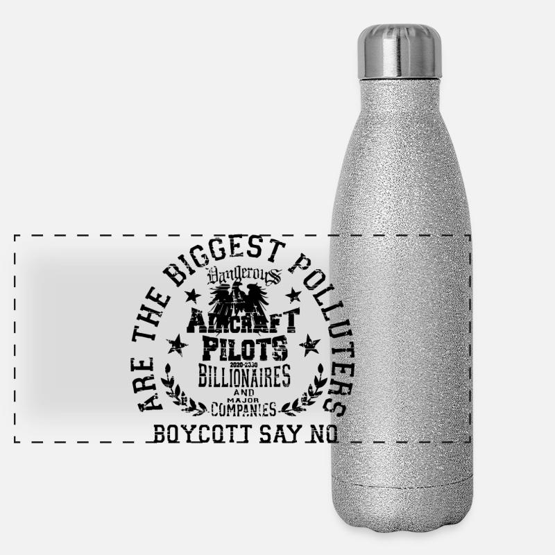 Bold and Unique, Black - Panoramic Glitter Thermal Bottle 500 ml - silver glitter
