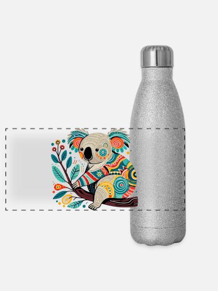 Koala - Panorama Glitzer Isolierflasche 500 ml - Silber Glitzer