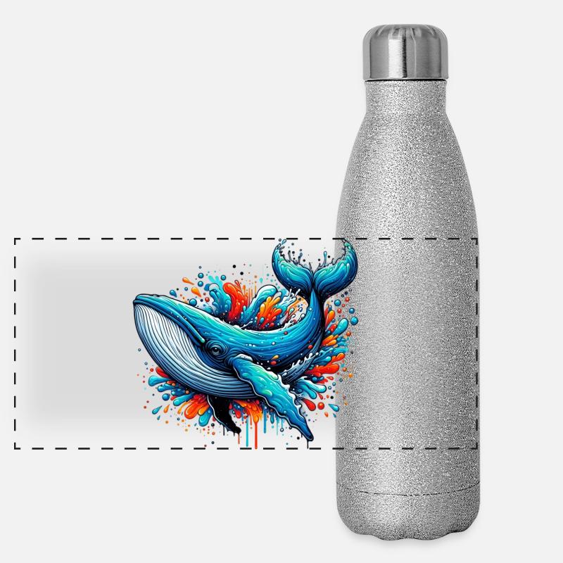 Baleine Gourde isotherme panoramique pailletée 500 ml
