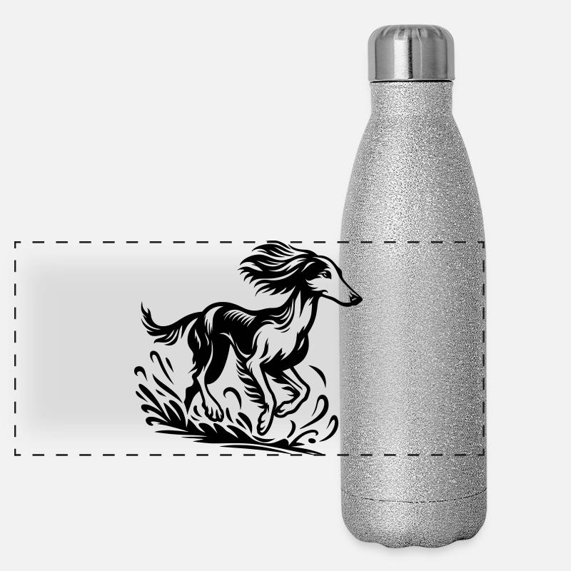 Lévrier persan Gourde isotherme panoramique pailletée 500 ml