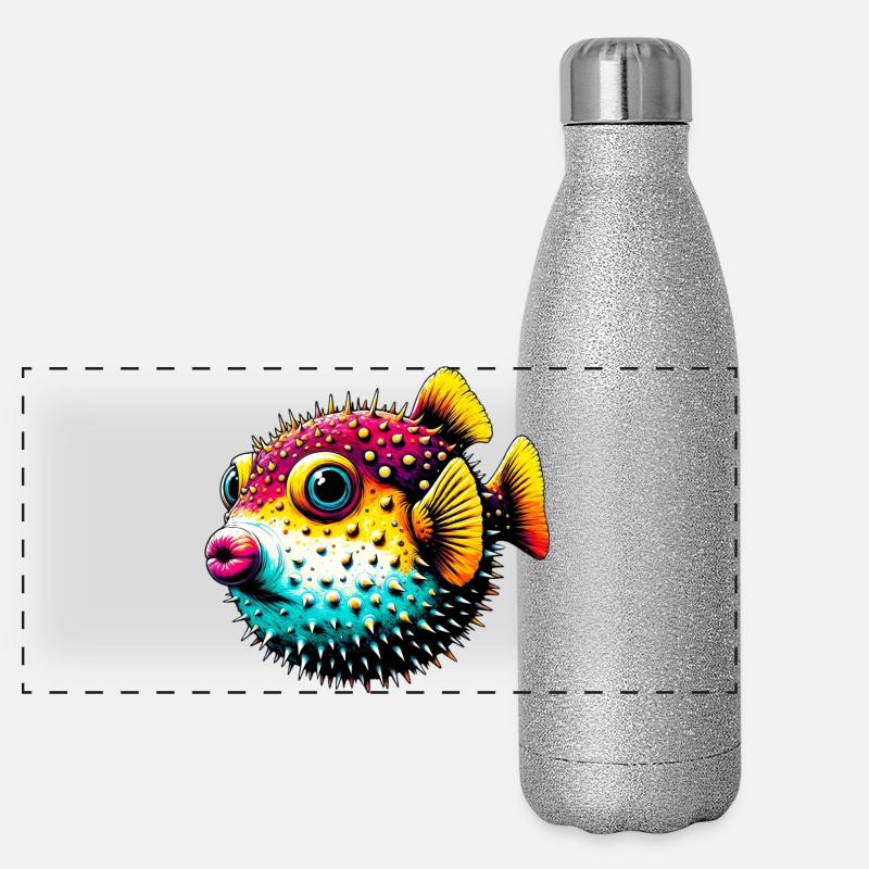 Kugelfisch Panorama Glitzer Isolierflasche 500 ml