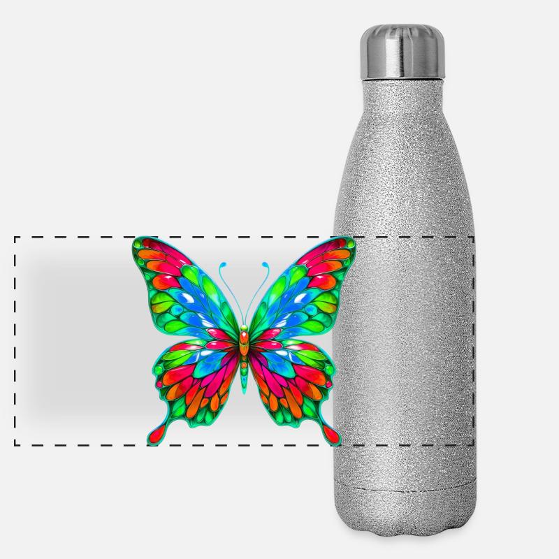 Schmetterling Panorama Glitzer Isolierflasche 500 ml
