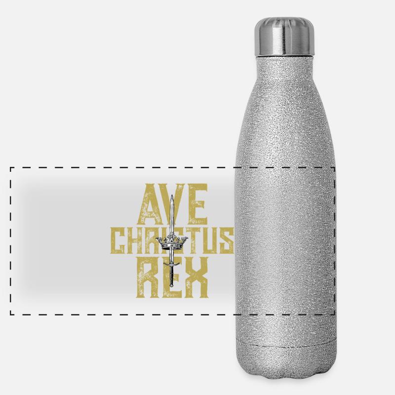 Ave Christus Rex Crown an Sword Panoramic Glitter Thermal Bottle 500 ml