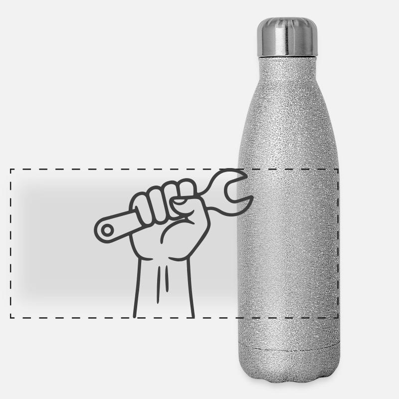 Symbole de la clé à main de l’ouvrier Gourde isotherme panoramique pailletée 500 ml