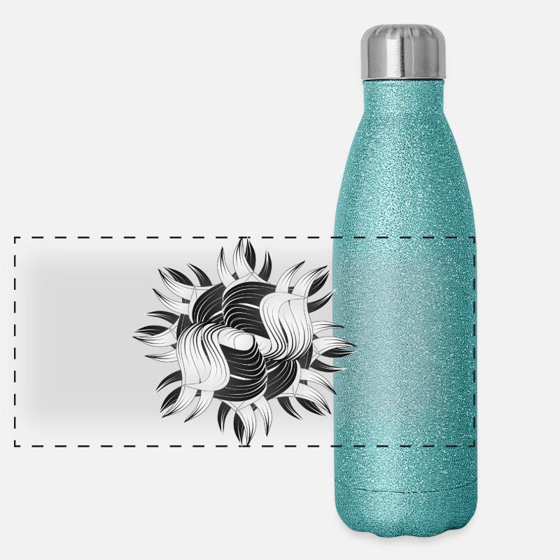Formes abstraites – Design dynamique en noir et blanc Gourde isotherme panoramique pailletée 500 ml