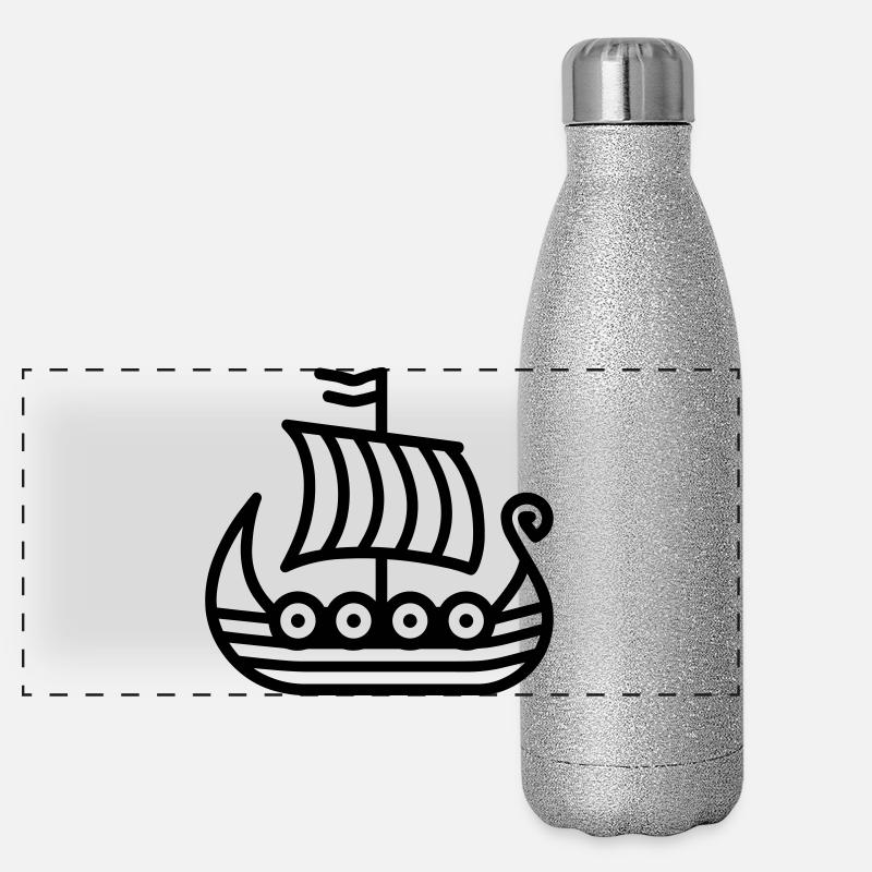 Wikingerschiff Panorama Glitzer Isolierflasche 500 ml