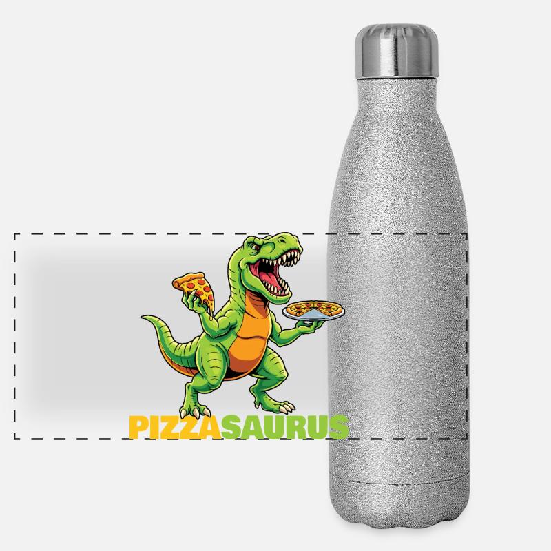 Pizzasaurus Dinosaur Pizza Lover Funny  Panoramic Glitter Thermal Bottle 500 ml