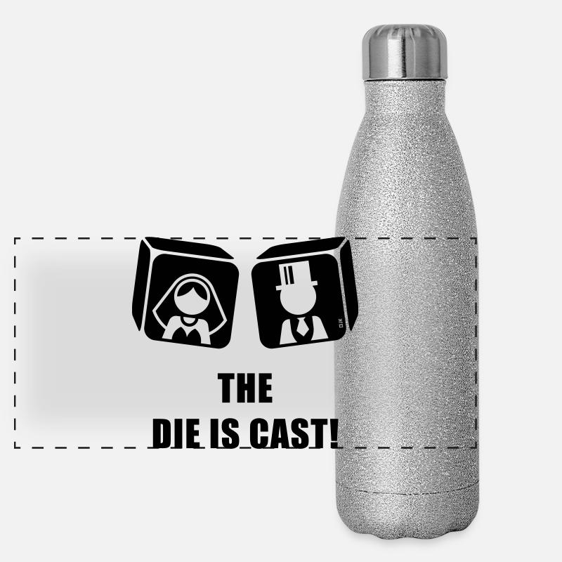 Die Würfel sind gefallen! (Junggesellenabschied – Hochzeitsspiel vorbei, B) Panorama Glitzer Isolierflasche 500 ml