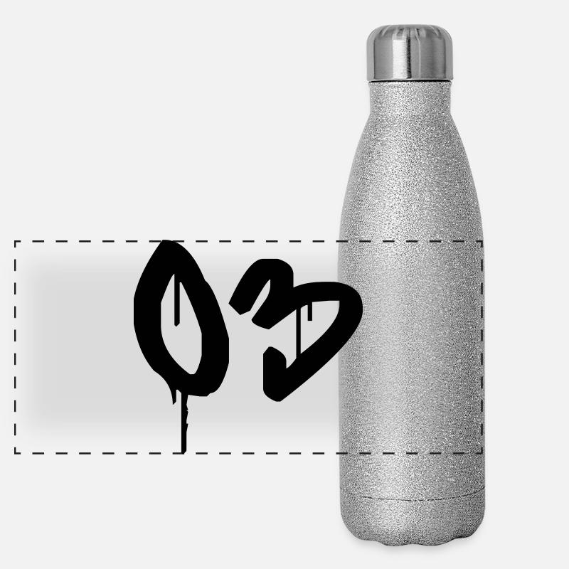 Nombre 03 Style Graffiti Urbain Gourde isotherme panoramique pailletée 500 ml