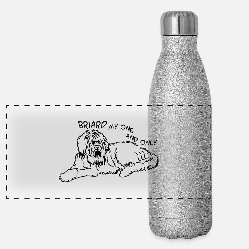 Briard_mitSchrift Panorama Glitzer Isolierflasche 500 ml
