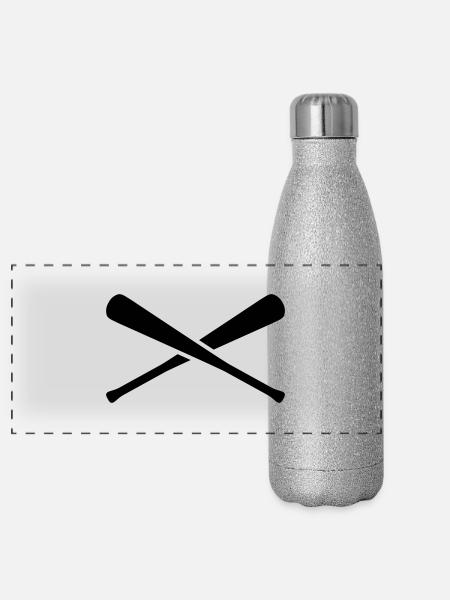 baseball_x_1c - Panorama Glitzer Isolierflasche 500 ml - Silber Glitzer - Vorne