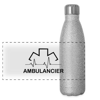 ambulancier entreprise logo - Gourde isotherme panoramique pailletée 500 ml - paillettes argentées - Devant