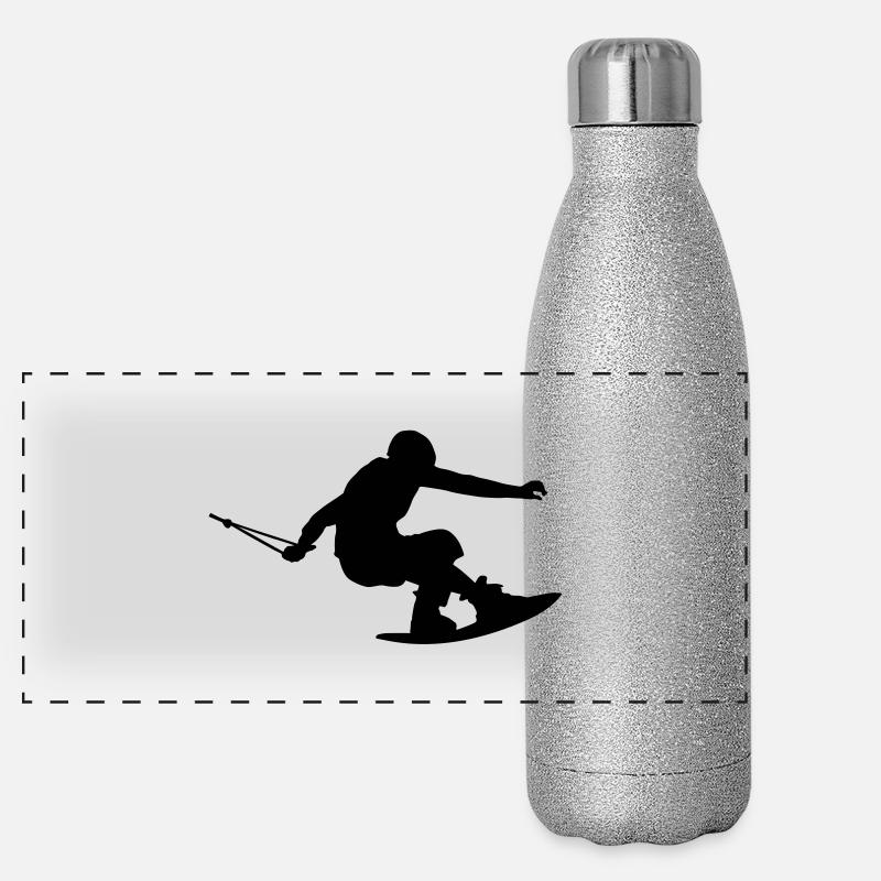 wakeboarder_15 - Gourde isotherme panoramique pailletée 500 ml - paillettes argentées