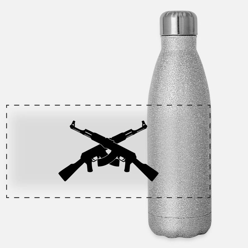ak47 machine gun kalashnikov geek gamer fun Panoramic Glitter Thermal Bottle 500 ml