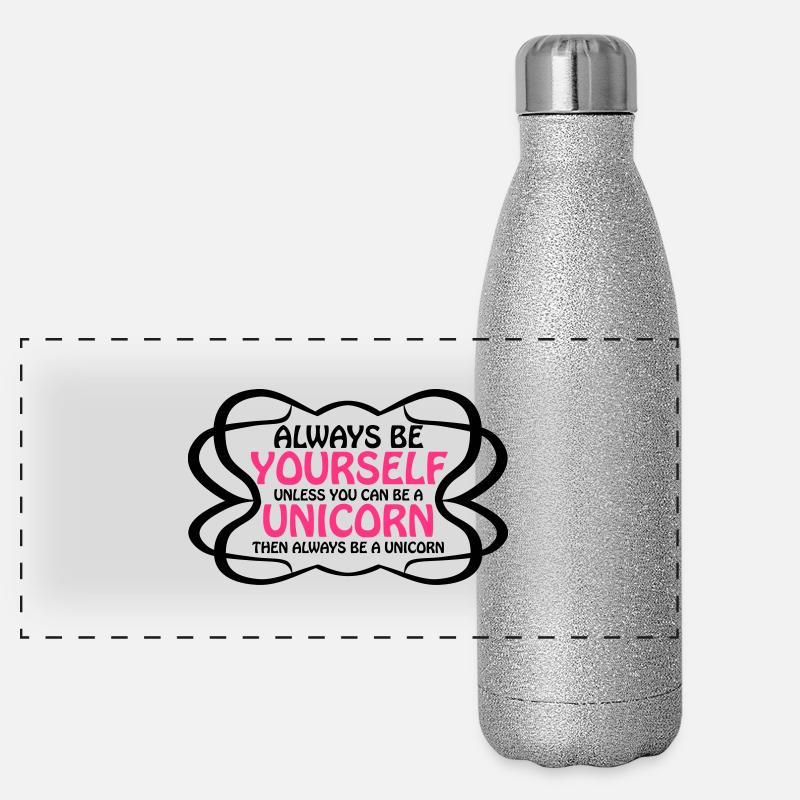 toujours être vous-même logo texte drôle de Licorn Gourde isotherme panoramique pailletée 500 ml