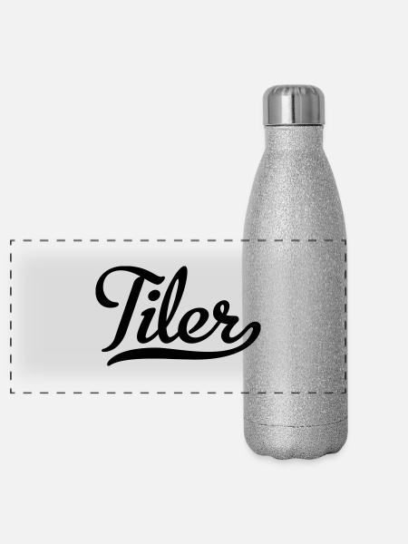 Carreleur - Gourde isotherme panoramique pailletée 500 ml - paillettes argentées - Devant