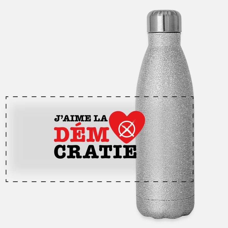 J'aime la démocratie Panorama Glitzer Isolierflasche 500 ml