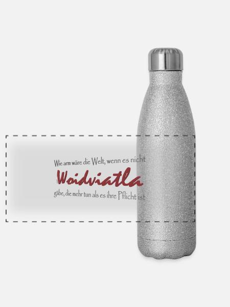 Waldviertel sense of duty - Panoramic Glitter Thermal Bottle 500 ml - silver glitter - Front