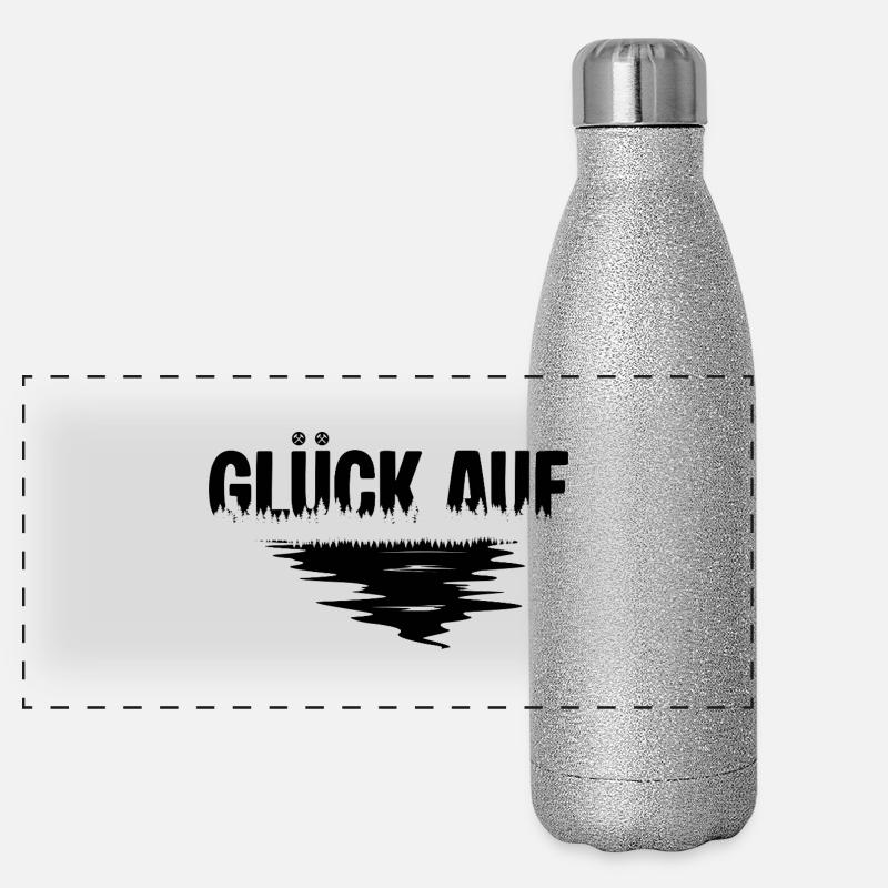 Erzgebirge Gruss Glueck auf Panorama Glitzer Isolierflasche 500 ml