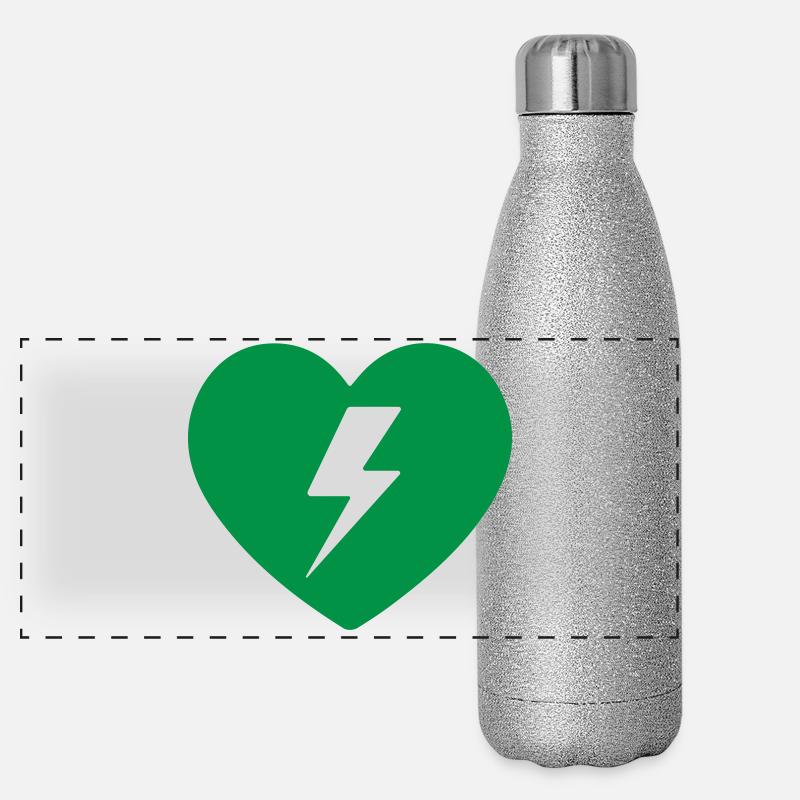 AED Notfall-Defibrillator Erste Hilfe Panorama Glitzer Isolierflasche 500 ml