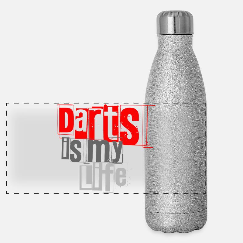 Dart,Darts is my Life 1 - Panoramic Glitter Thermal Bottle 500 ml - silver glitter