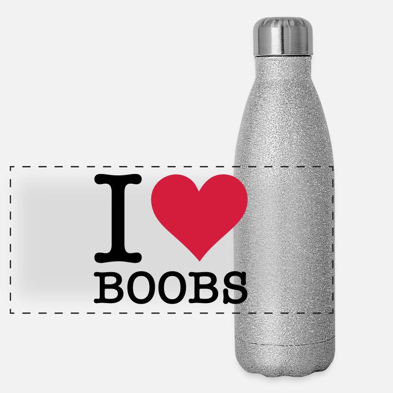 Ich liebe Titten Panorama Glitzer Isolierflasche 500 ml