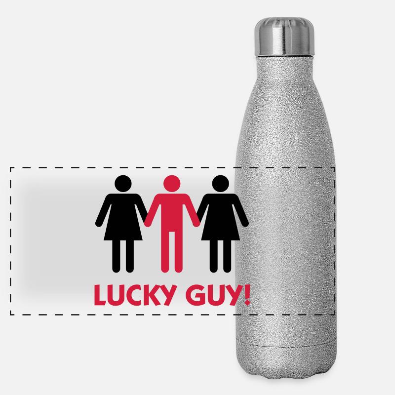 Ich bin ein glücklicher Mann! Panorama Glitzer Isolierflasche 500 ml