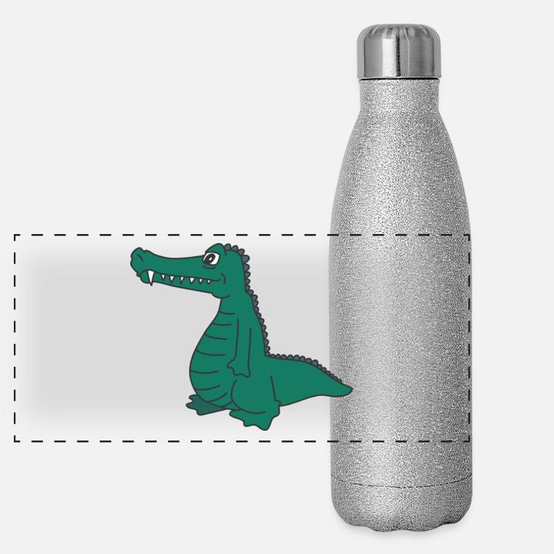 kroko 28 - Panorama Glitzer Isolierflasche 500 ml - Silber Glitzer