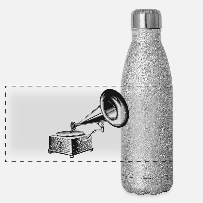 Grammofon Musik Oldschool Vintage Geschenk Idee Panorama Glitzer Isolierflasche 500 ml
