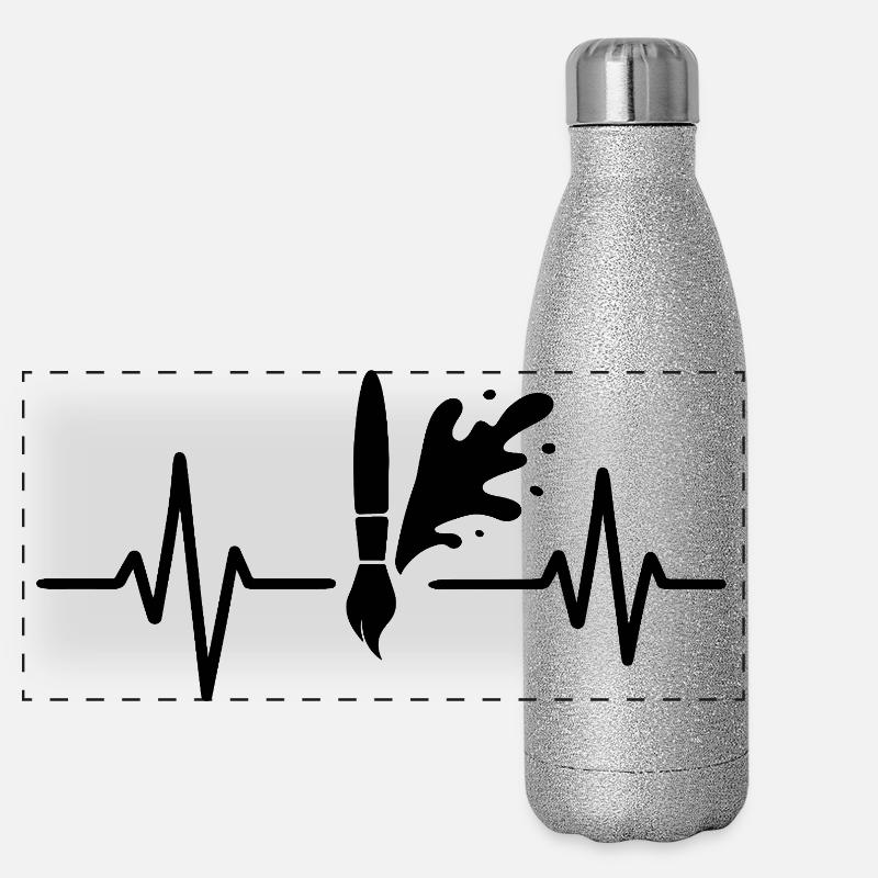 Farbrolle Herzschlag Linie DIY Maler Design Panorama Glitzer Isolierflasche 500 ml