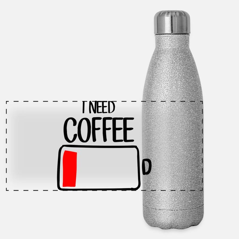 Crimson Block on Black Canvas Panoramic Glitter Thermal Bottle 500 ml