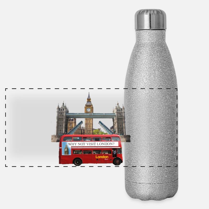 Collage de monuments de Londres Gourde isotherme panoramique pailletée 500 ml